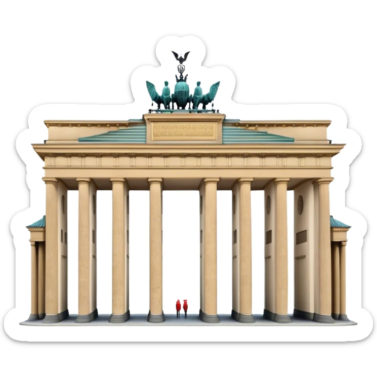 Cinematic Realistic Brandenburg Gate Landmark Emoji, depicted as the iconic neoclassical monument rendered with lifelike detail and dynamic, historic lighting. sticker