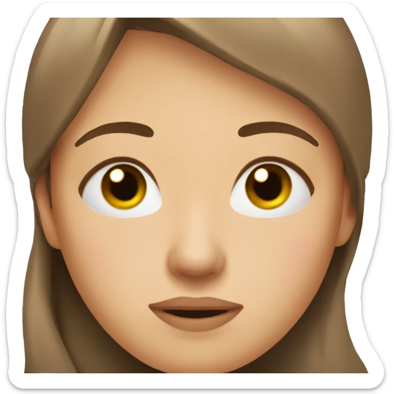 Woman Breathe after crying with watery eyes with brown hair sticker