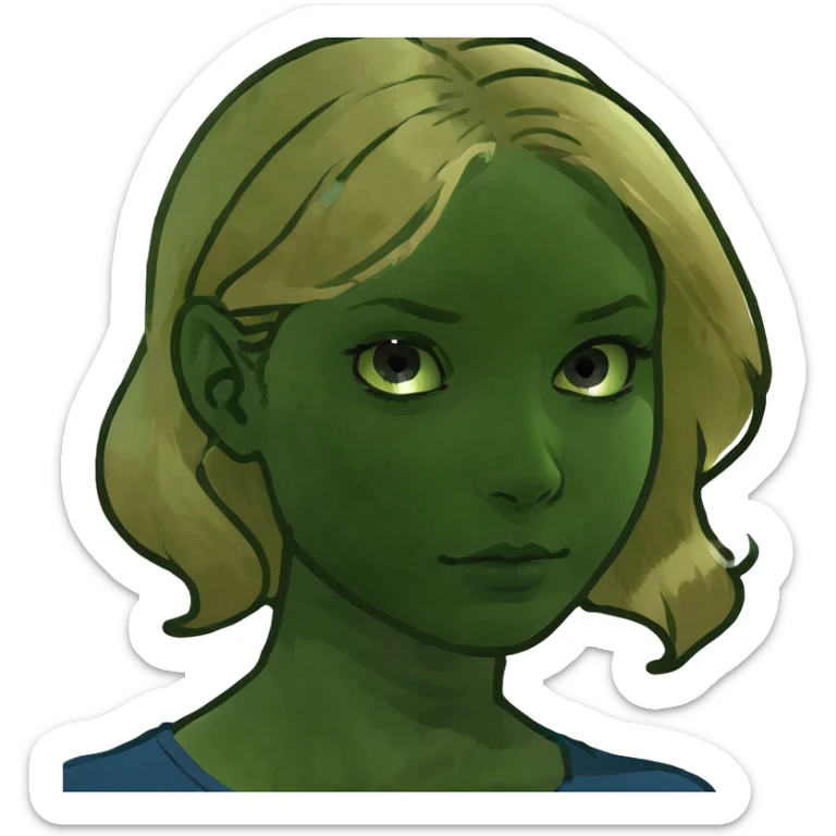 blonde hair girl blue eyes wearing green playing tennis sticker
