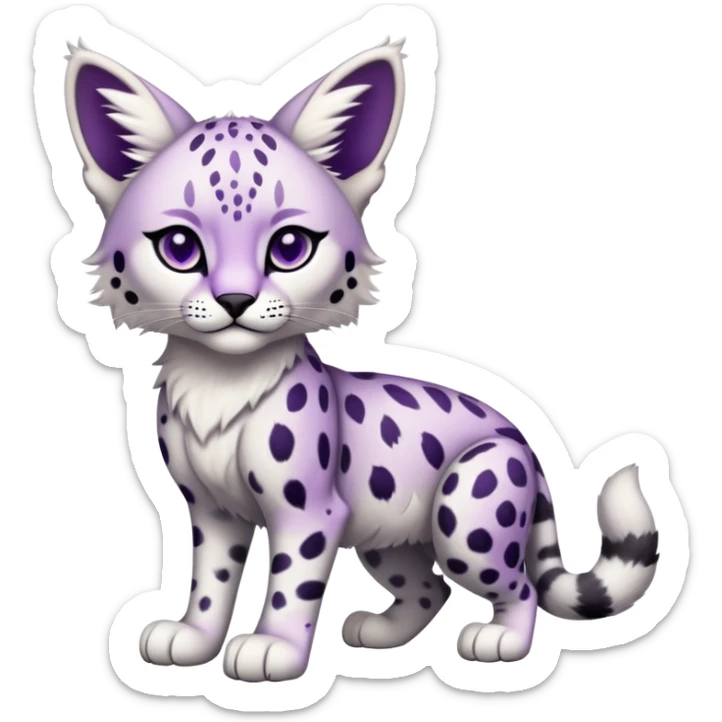 Epic Edgy Cute White Black Purple ethereal Serval-Snow-Leopard-Bobcat-Fionbri full body sticker