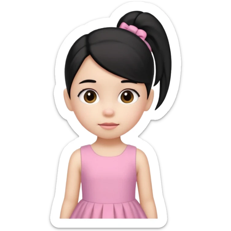 una chica pequeña con una cola color negro  de 4 años sticker