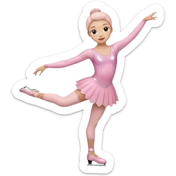 A pretty and beautiful pastel pink Figure Skater emoji  sticker