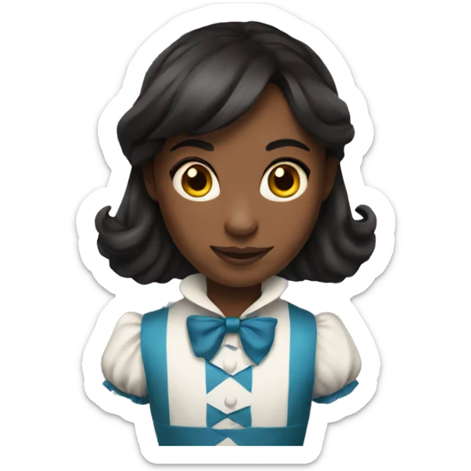 Alice in wonderland with brown skin and dark hair sticker