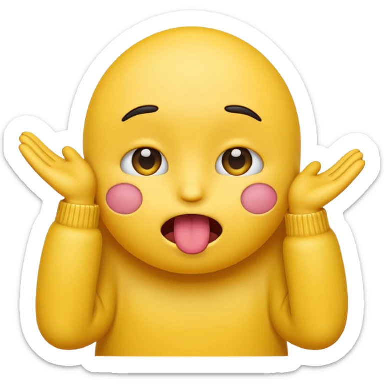 an emoji sticking its tongue out with its hands on the side of the face  sticker