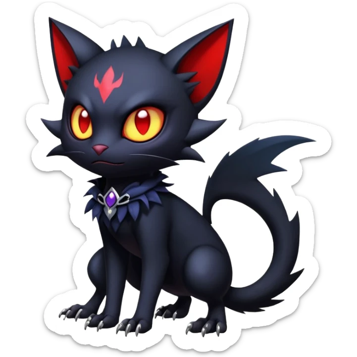 Vampiric feral futuristic gothic emo dark Litten-Noibat-Fakémon-hybrid-creature (full body) sticker