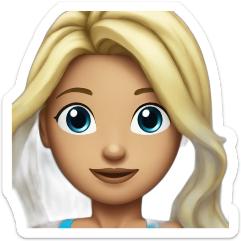 40 year old pretty woman in a blue bikini at a fitness competition  sticker