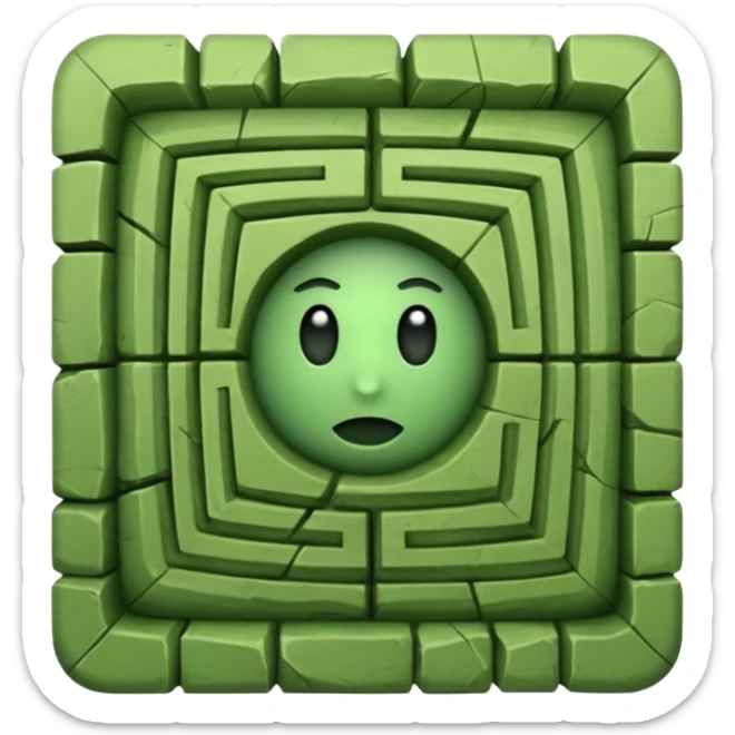 hazme un laberinto de piedra y el centro que sea un cuadrado de puro pasto sticker