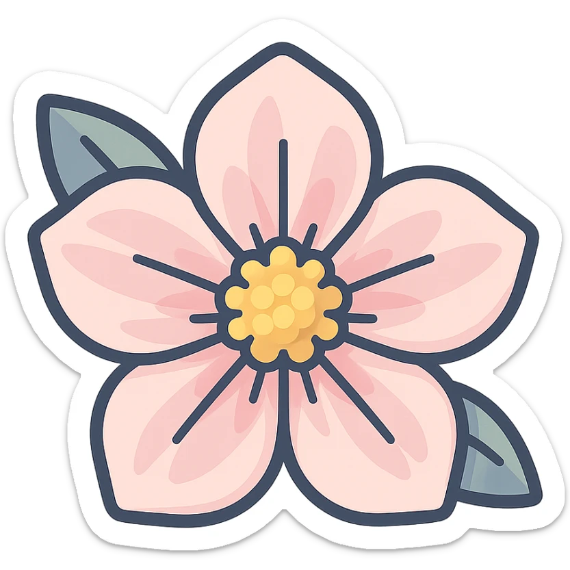 peach flower with volumetric center and complex petal shapes, icon-color-outlined style, detailed shadows and highlights, smooth color transitions, thin clean contours, soft rounded shapes, pastel palette #98B5BC, #B5B3C1, #C9A3C9, #E4C0CA, #F7DCD1, #F7C0AA, modern Japanese pop art and sticker aesthetics, soft lighting, transparent background sticker