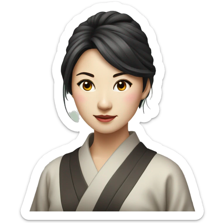realistic portrait of very beautiful Japanese woman sticker