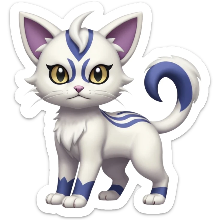 Absol-Purrloin-Meowth-Gatomon-fusion, full body sticker