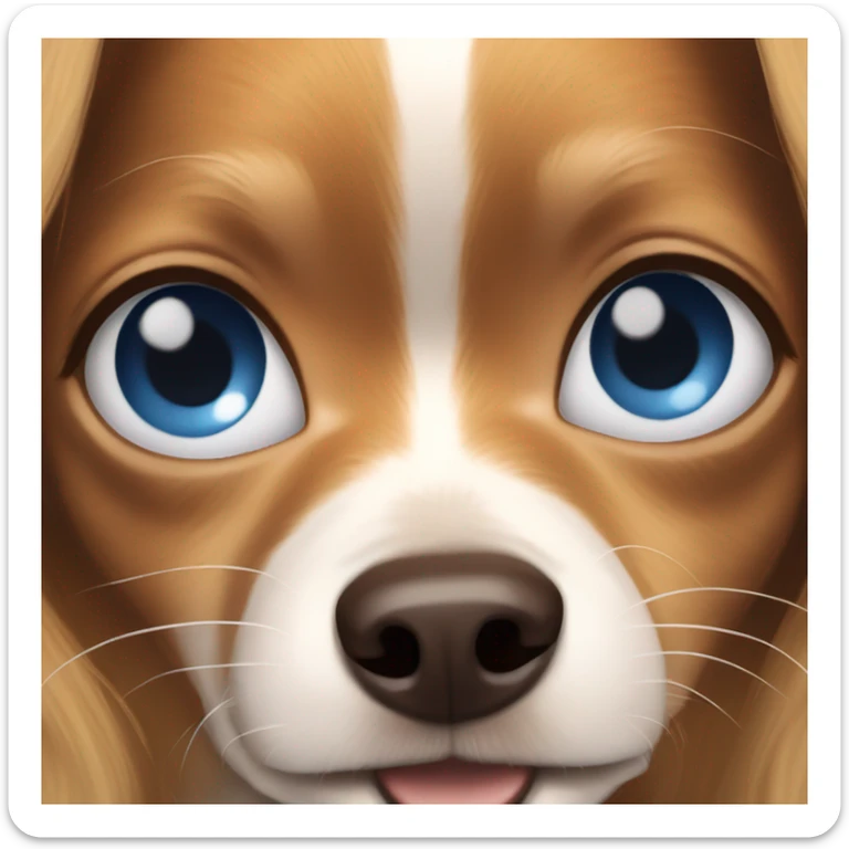 Longhair chihuahua with girl with brown hair and blue eyes  sticker