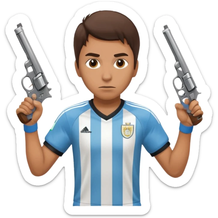 haz un turro con una biszera para atras y con un arma remera argentina pero arma de fuego que tenga un revolver  solo sticker