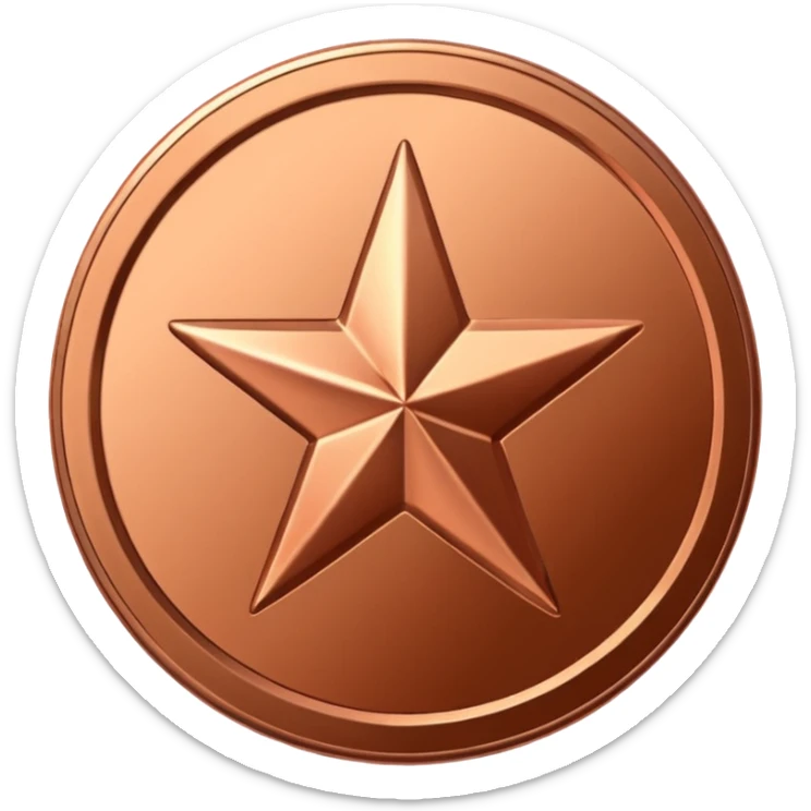 A shiny, metallic coin in Copper's signature brand color. In the center, you could have a simple star, a checkmark, or a "W" for "Win." sticker
