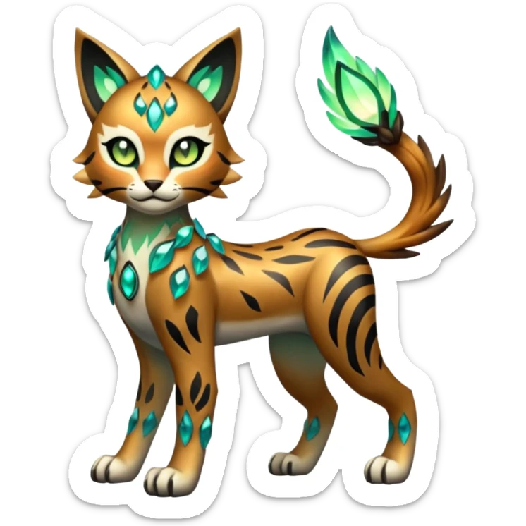 Meloetta-Vernid-Bobcat-Primagen-Fionbri-Trico-Protogen-hybrid-fusion-Fakémon-creature, full body sticker