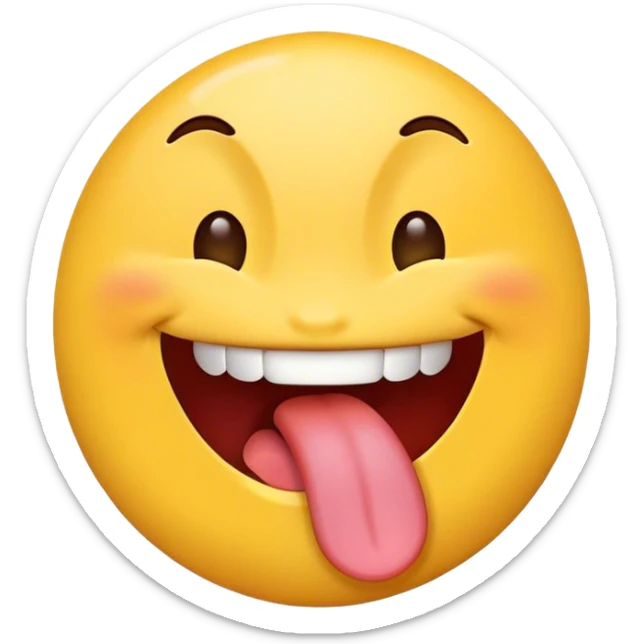 Emoji with tongue, sticking out and a peace sign by the mouth ￼ sticker