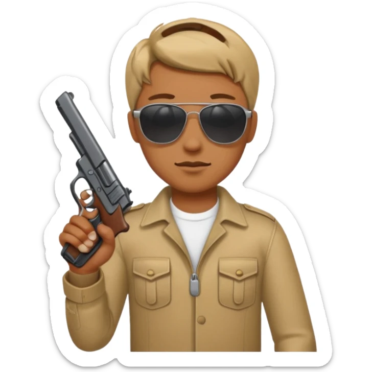 Personne avec des lunettes des soleil et un pistolet dans chaque main sticker