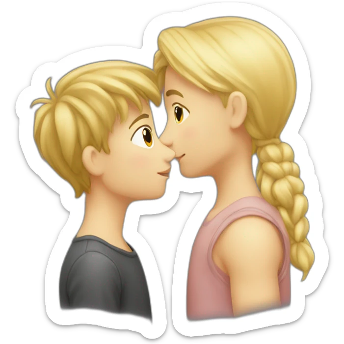 a blonde girl kissing blond europeen boy sticker