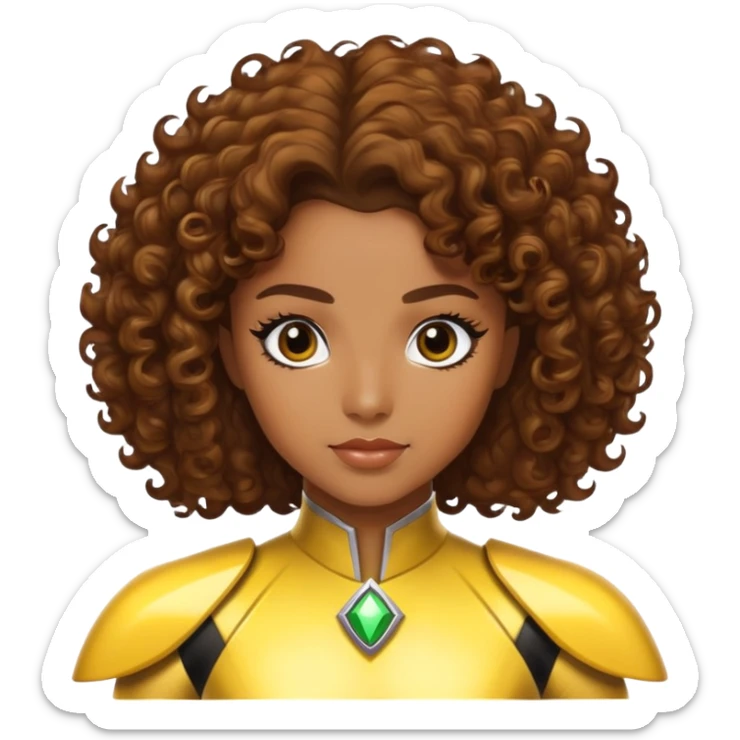 Princess yellow power ranger brown skin brown curly hair sticker
