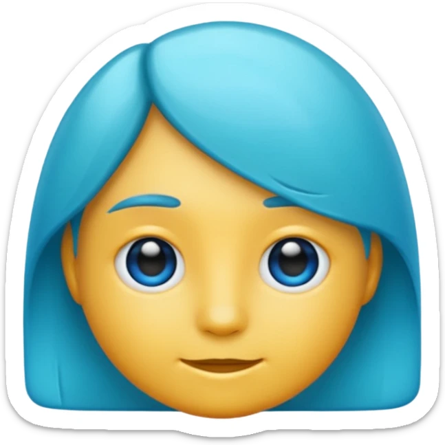 A profile imogi that is blue and aqua color and with lot of texxture sticker