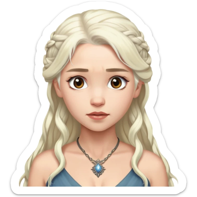 Daenerys Targaryen with platinum blonde hair from Game of Thrones, chest up portrait sticker