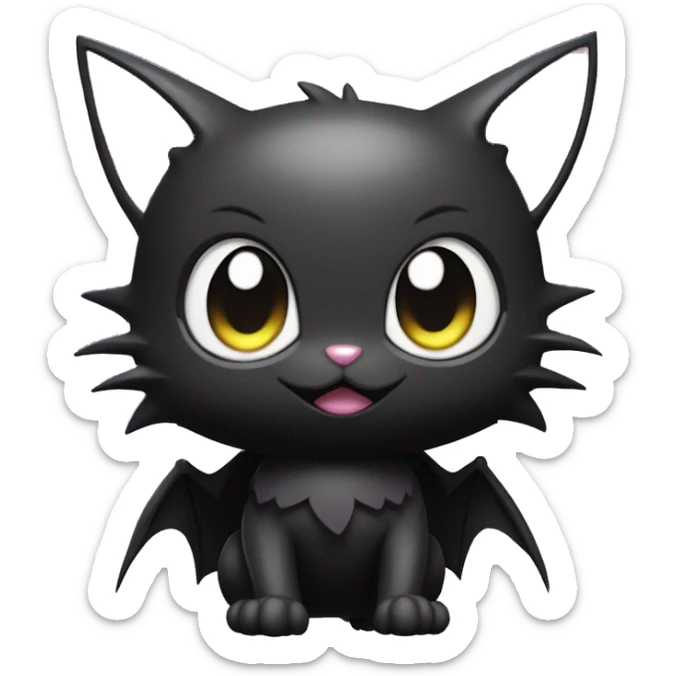 Cool Cute Edgy Dark Black Batty Chibi Noibat-Cat-Pokémon-Fakémon-hybrid sticker