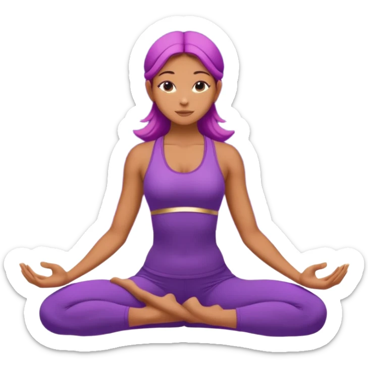 A woman in purple yoga outfit bending backward in camel pose, glowing stars around her, elegant composition. (reference pose) sticker