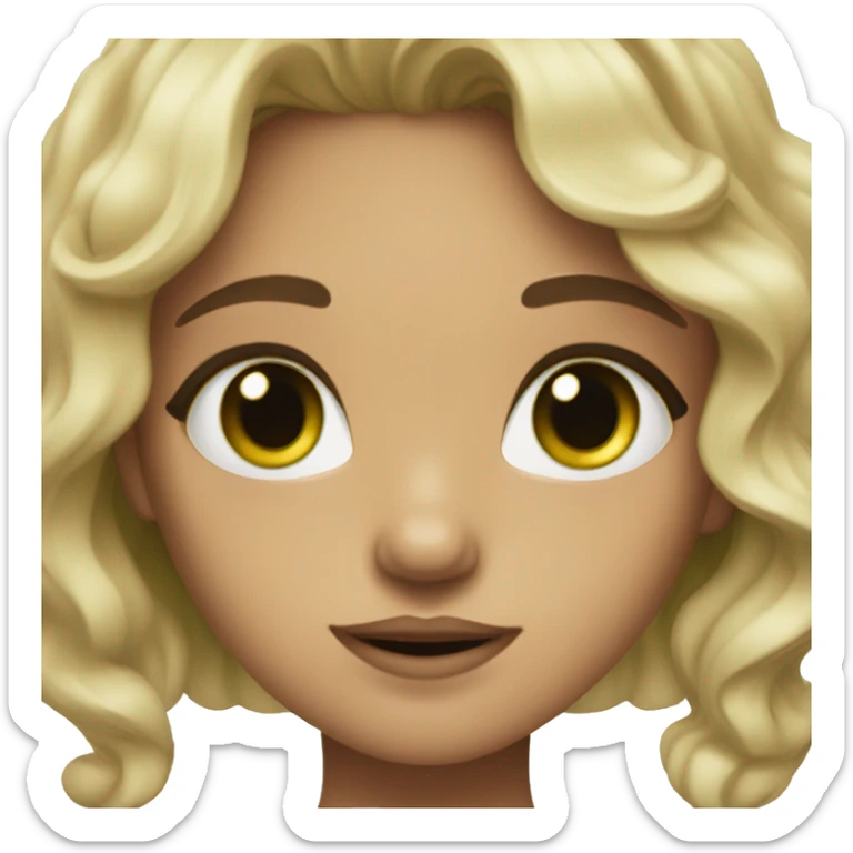 Girl with black sort of wavy hair green eyes and tanish skin sticker