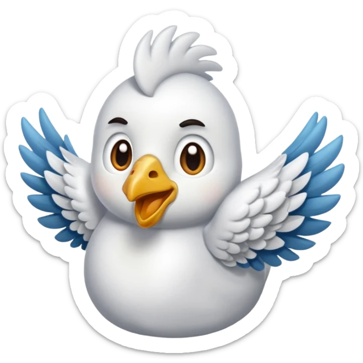 Me podrías hacer un emoji de un pollo con alas de ángel y cuernos de pony sticker