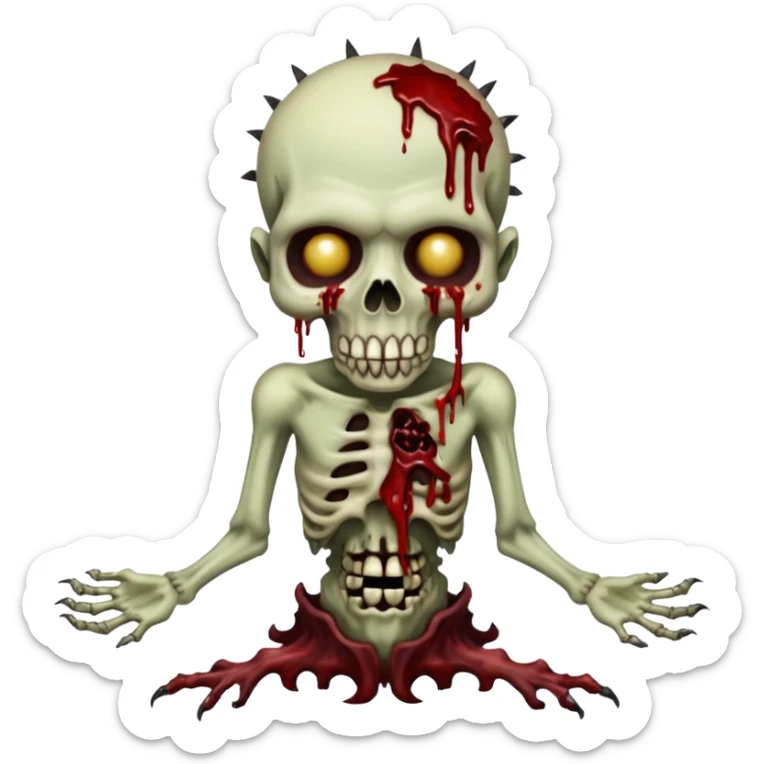 Rotting corpse zombie demons, full body, in the style of your bleeding skull art sticker