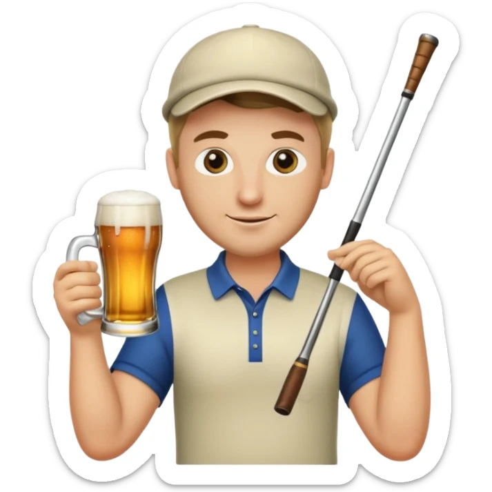 Golfer swinging his club at a glass of beer sticker