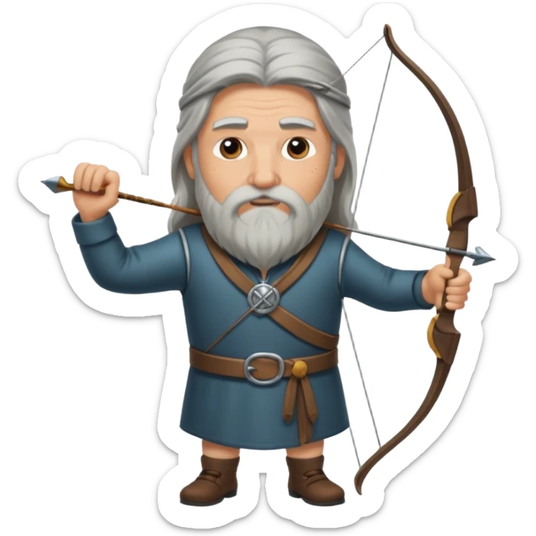 old aged archer dont wear him dress, he should be in long hair , long beard sticker