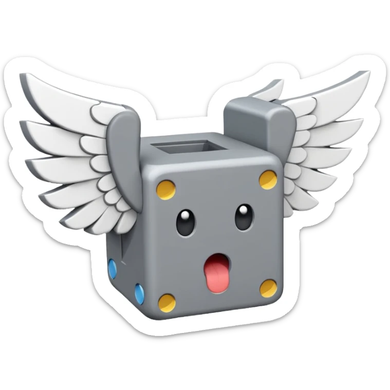 Gray and white, the gray being the block itself while the white parts are the question marks, corners, and mouth. It has 2 white wings on each side like the other lucky blocks. sticker