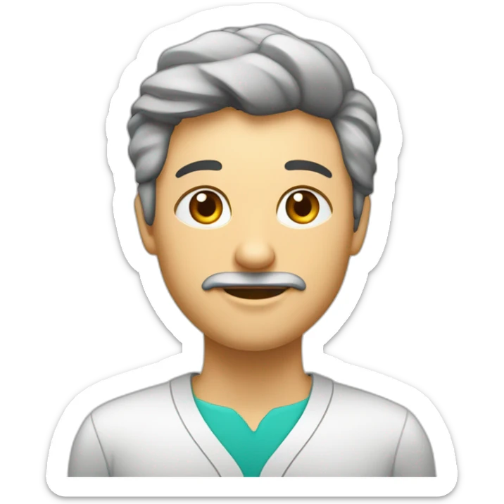 nutricionista de 30 años tremendamente preocupado, transpirado, rascandose la cabeza sticker