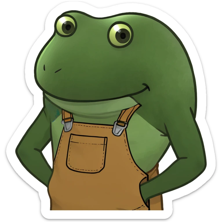 Wreck-It Ralph man with short messy hair, brown overalls, boxy figure with big arms sticker