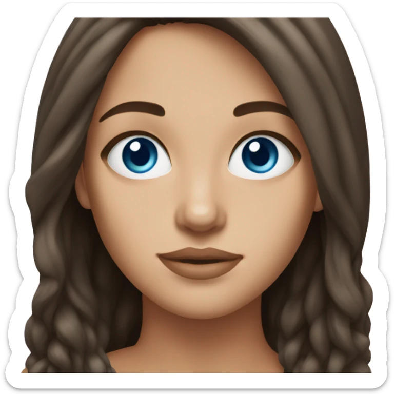 Brunette hair down blue eyes sticker