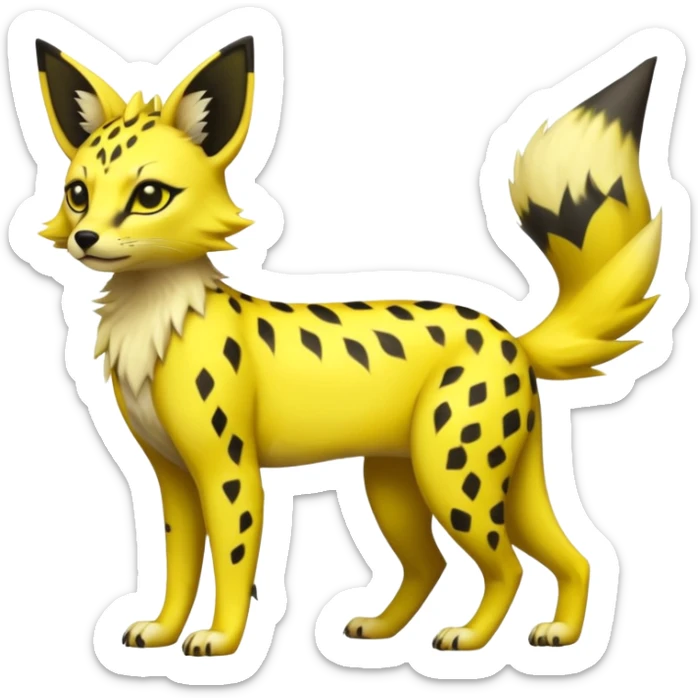 Neon yellow Jolteon-Umbreon-Genet-Civet-Bastet-Cheetah-Hybrid (Full body) with black markings sticker