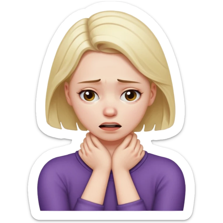 white girl with arms on her neck fake chokinh herself  because she is stressed  sticker