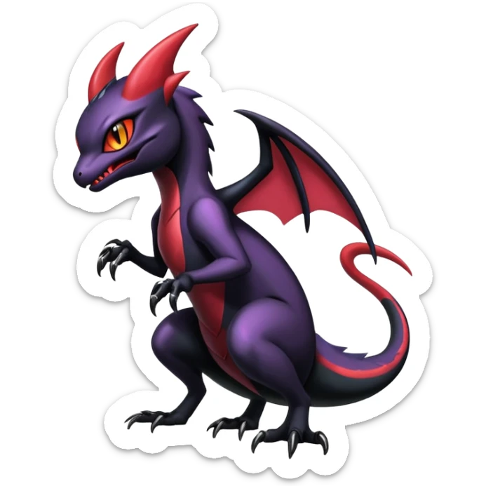 Shiny Epic Badass Edgy Dark Gothic Noibat-Salandit-Salazzle-Noivern-Nargacuga-Litten-Hybrid sticker