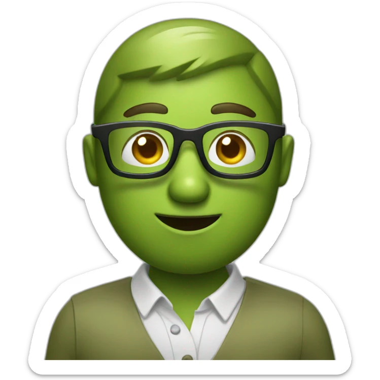 Green Olive wearing glasses sticker