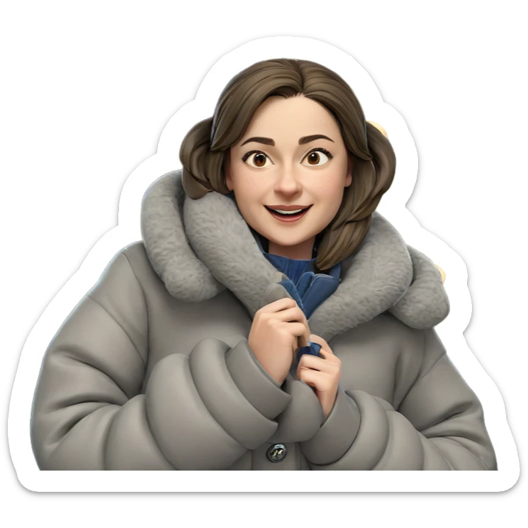 smiling girl in cozy coat sticker