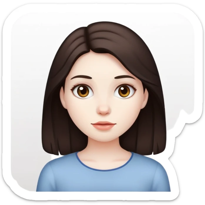 A girl with dark brown hair and pale skin sticker