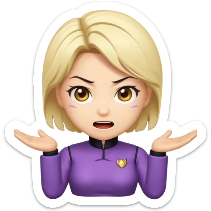 Chibi anime emoji of Nina Williams (Tekken), super-deformed proportions, big expressive eyes, minimal details, bold outlines, flat colors, cute facial expressions (smile, surprised, angry), sticker emoji style, clean background, wholesome and safe sticker