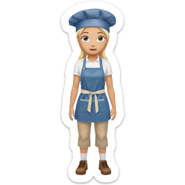 Sexy Full body 
Long Blonde hair blue eyed female chef arms folded wearing tank top and denim shorts sticker
