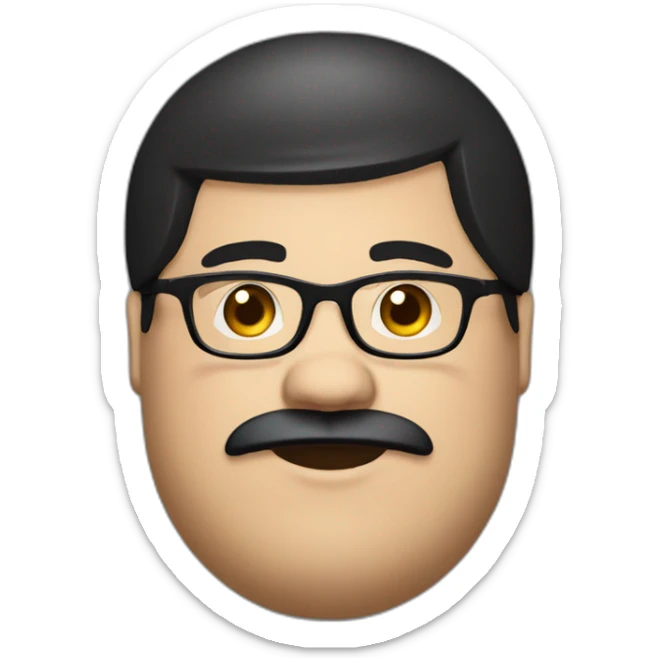 Overweight man with black hair wearing miniature skullcap on head, black scruffy beard and glasses. sticker