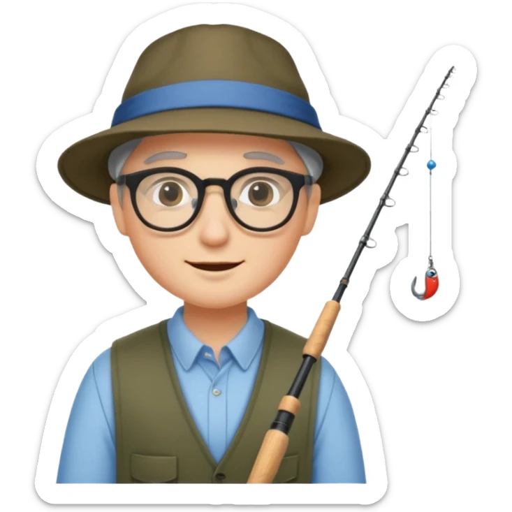 Accountant who wears glasses and loves fishing with fair skin and bold spot sticker
