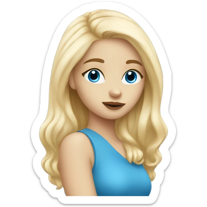 blonde girl with blue eyes giving kisses  sticker