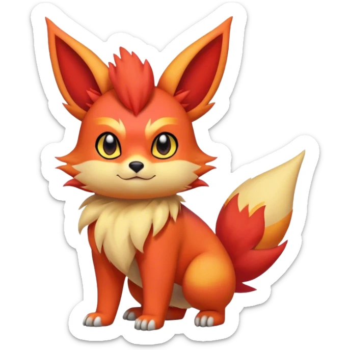 Cool cute Quilava-Litten-Flareon-animal-creature-hybrid full body sticker
