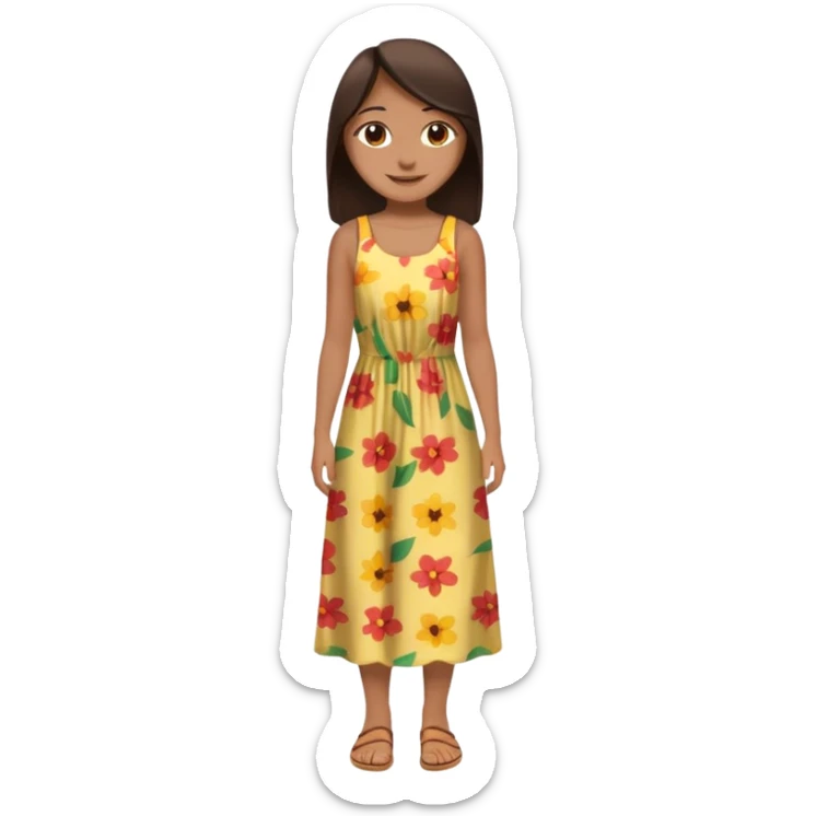 Can you make a girl with dark brown eyes with dark brown hair straight long hair with fully body  sticker