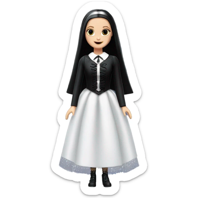 Principessa Barbie, teen Wednesday Addams,cute,showing off, show full body,happily mourning accessories veil sticker