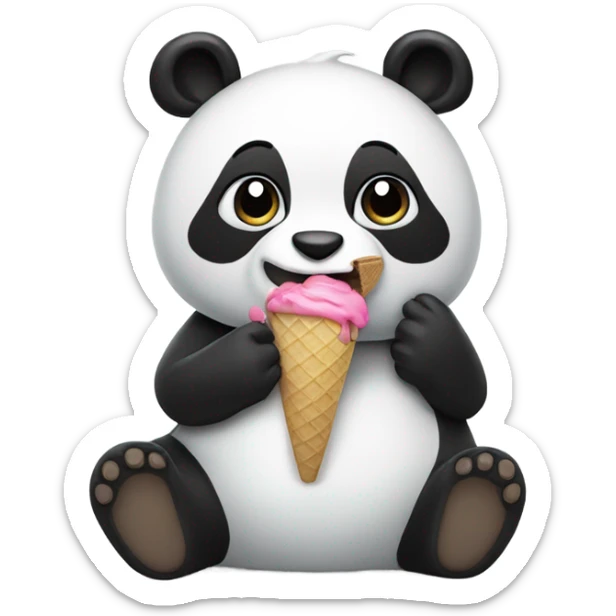 Panda eating ice cream sticker